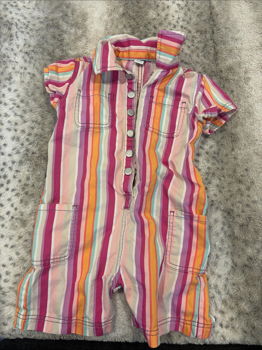 Old Navy Pink Multi-Stripe Short Romper